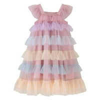 Dečiji devojke za bebe lete rukave duge dress tulle princess ruffles plesne zabavne haljine odjeća dječja