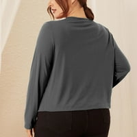 USMixi ženski vrhovi dugih rukava pleteni pulover za žene plus veličine casual vučne crteže okrugli