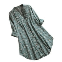 Shiusina print majica vrhovi ženske duge pluća casual bluza cvjetna rukava ženska bluza zelena