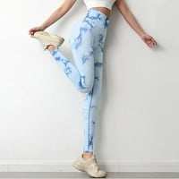 Ženske joge hlače Plavi poliester Ženski-savijanje visokih struka Tie-dye Yoga hlače Sportski trening