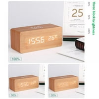 Eleaeleanor Drveni sat - Najnapredniji digitalni drveni budilnik sa funkcijom bežične punjenja, LED