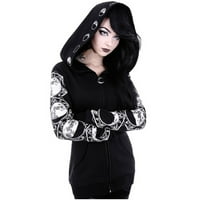 Žene labavi gotički punk dugih rukava s kapuljačom s kapuljačom crni kardigan jakna sa zatvaračem Hot6SL4491482