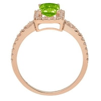 1. CT Sjajni smaragdni rez prozirni simulirani dijamant 18k Rose Gold Halo Solitaire sa Accentima prsten