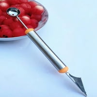 Jikolililili Clearence Kuhinjski alati multifunkcionalna lubenica i voćna ploča kopanje kašika od nehrđajućeg čelika valoviti rezbarski nož dvostruko završen voćni kopač