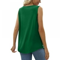 Xmarks Ženski kvadratni ruff visoki čarf s rukavskim kratkim rukavima Torp majica bez rukava Green 2xl