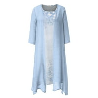 Qazqa Žene Letnje Ležerne prilike Cvjetni rukavac Maxi haljina Dvije set Dress Blue S