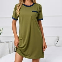 Ženske haljine Ljeto plus veličina haljina majica kratka haljina za posadu prozračna vojska zelena m