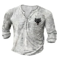 Cindysus muške majice Henry ovratnik majica 3D print vrhovi sportske bluze moda Basic Tee Siva 2xl
