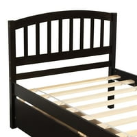 Espresso kombinacija elegancije i modernog dizajna Twin platforme za pohranu drvenih kreveta sa dva