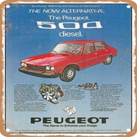 Metalni znak - Peugeot Diesel: Ekonomija će to biti luksuz budućnosti? Vintage ad - Vintage Rusty Look