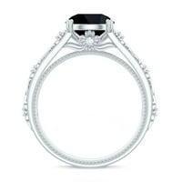 Priroda inspirirani prsten - Black Ony Solitaire Prsten sa moissite za žene, 14k bijelo zlato, SAD 8.00