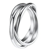 Mackneog Dekompresija tri prstena rotirajuća prstena od nehrđajućeg čelika Srebrni prstenovi za vjenčani