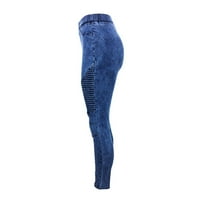 Žena Jeans High Struk traperi Ženski visoki struk visoki elastični prikriveni manji nogači Jeans tamno