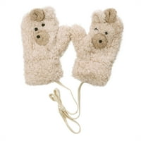 Hladno vremenske rukavice 3D medvjed dvostruki sloj zimski rukavi Ženski mittens pleteni konop debeli