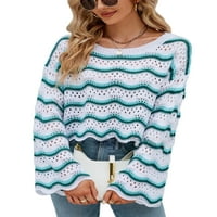 Paille ležerni džemperi za žene obrezane posade prugaste pletene ploče pulover zimski pad dugih rukava