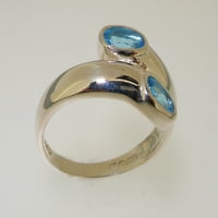 Britanci napravio je 9k bijelo zlato prirodno plavo Topaz ženski prsten za opseg - veličine opcije - veličine 5
