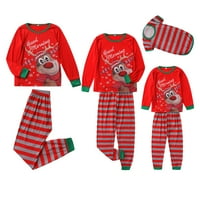 Porodica koja odgovara božićnim pidžamim crtanim vrhovima s prugama hlače odijelo za spavanje