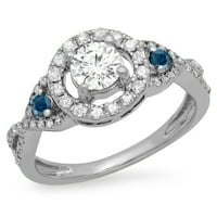 DazzlingRock kolekcija 0. Carat 10k Blue & White Diamond Stone Halo Vintage Angažman prsten, bijelo