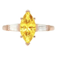 2.0ct Marquise Cut Yellow Simulirani dijamant 14k Rose Gold Gold Anniverment Kamena prstena veličine
