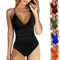 Kombilizota visokog struka za žene čvrste boje svijetlo čvrste boje crni kupaći kostim