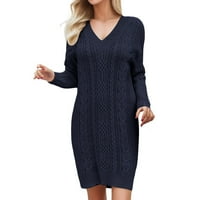 SNGXGN Žene patentni zatvarač dugim rukavima pletene drešene haljine žene Bodycon party haljine džemper