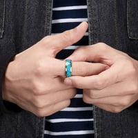 Vjenčani prsten za muškarce srušeni tirkizni srebrni volframovi vjenčani bend