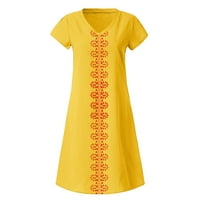 Knqrhpse Summer haljina Žene Ljeto stil V-izrezani pamuk i posteljina Ležerne prilike plus veličina