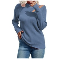 Scyoekwg Ženski džemperi za jesen i zimske pletene džempere Pulover Klasične čvrste boje dugih rukava