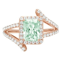 2.1ct smaragdni rez zeleni simulirani dijamant 18k ružičasto zlato Angažovanje halo prstena veličine