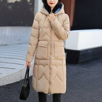 SHPWFBE jakne za žene Ženske zimske kapute Žene Ležerne prilike sa čvrstom kaputom kaputice Reverzibilni trošak patent džep dugih rukava kaputi za žene kaki l