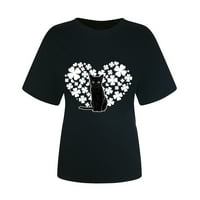Sdjma ženska klasična-fit pamučna majica s kratkim rukavima V-izrez Ženska moda O-izrez Print Majica
