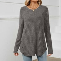 USMIXI TENDEROSI Zimski džemper za žene pletene vrhove pulover za žene labave casual okrugli vrat tanka