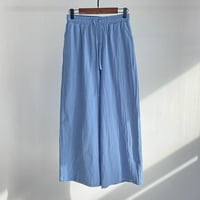 Plus veličine pantalone za žene pamučne posteljine pantalone nacrtajući elastični struk bočni džepovi visoke ležerne hlače u labavim pantalonama
