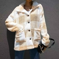 Ženska jakna od runa - pad dugih rukava s dugim rukavima, čvrsta odjeća za isključivanje kovrdžana hladna