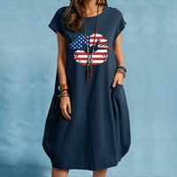 Bodycon haljine za ženska haljina za sunčanje CREW kratki rukav tiskani plavi xxl