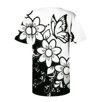 Trendne ženske ljetne košulje casual kratkih rukava tipke gore V-izrez Tunic vrhovi modni simpatični cvjetni print ženski na otvorenom bijeli m