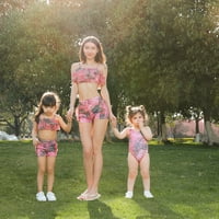 Porodični podudaranje kupaćih kostima Flounce Biljni ispis Labavi Ležerne prilike + hlače Kupanje Kod letnji kostimi kupaći kostimi za maternice za devojčicu