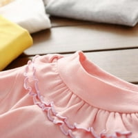 Toddler Baby Girl Basic Plain Ruffle s dugim rukavima pamučne majice TEE TOPS 1- godina