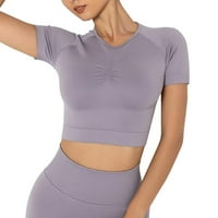 Ženska modna bešavna solidna boja Sports Yoga majica kratkih rukava Top