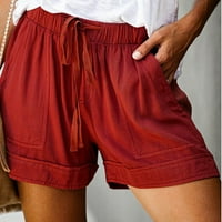 Aaiaymet ženske gaćice za ljetne hlače za crtanje udobne džepne veličine struka casual plus kratke hlače