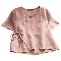 Prednjeg swwalk otvorena prednja tunika casual bluza za žensku majicu kratkih rukava s kratkim rukavima Ljetna plaža labava majica