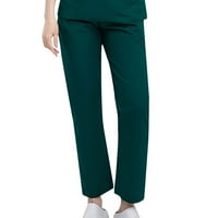 Oieyuz ženske čvrste boje Straigth hlače za vuču Elastična struka hlače pune dužine sa džepom