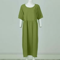 APEPAL Ljetna haljina Ženska solidna boja Okrugli izrez Loose Mid Dužina Ležerna suknja plus veličina
