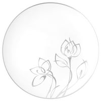 Ekokvalitet 10 okrugle bijele plastične ploče sa srebrnim cvjetnim dizajnom - Kina za jednokratnu upotrebu