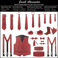 Jacob Alexander Sretan Božić Royal Stewart Red Plaid Young Boys 'suspenders Predvezirani patentni patentni