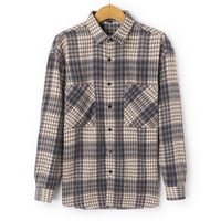 Leey-World Muns majica Muška moda Jednostavna brušena karirana džepa Kardiganska jakna Muške ROMper