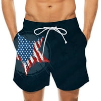 Vivianyo HD hlače za muškarce Muškarci Dan neovisnosti Stripljena zastava Shorts Elastična struka Hlače