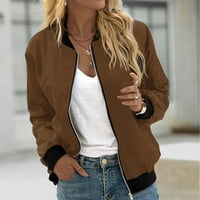 WAVSUF Womens Jackets Plus Veličina u čišćenju bez kapuljača Ležerne tipke džepove smeđa gornja odjeća