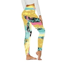Joga hlače sa džepovima za žene visoki struk Yoga Skinny High Squik rastezljive mršave ispis sportske