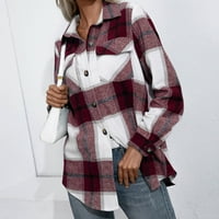 Košulje sa plaćenjem za žene Ženski jesen Boja blok plaćene flanelske jakne za jaknu dolje sputa majica